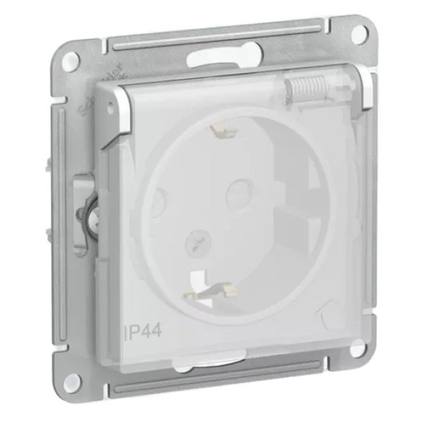 Розетка с заземлением со шторками с крышкой 16А IP44 AtlasDesign Aqua белый Systeme Electric ATN440146 ATN440146 - магазин электротехники Electroshop