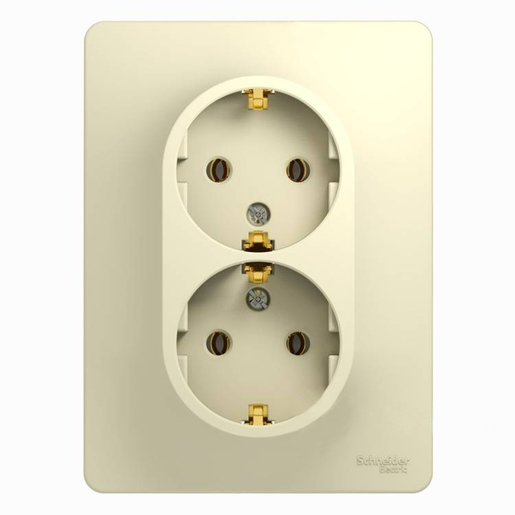 Розетка двойная с заземлением 16А в сборе Schneider Electric Glossa бежевый GSL000224 GSL000224 - магазин электротехники Electroshop