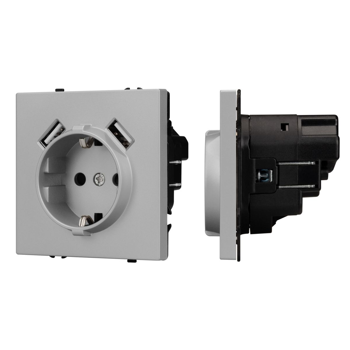 Розетка зк со шторками с USB тип А+А софт-тач никель Arlight SCT-MUAA-SFPL-IS (250V, 16A) 059443(1) 059443(1) - магазин электротехники Electroshop