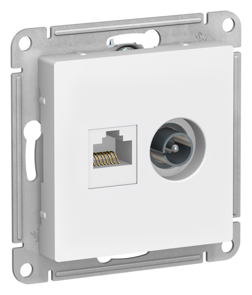 Розетка двойная ТV + компьютерная RJ45 кат. 5Е AtlasDesign лотос Systeme Electric ATN001389 ATN001389 - магазин электротехники Electroshop
