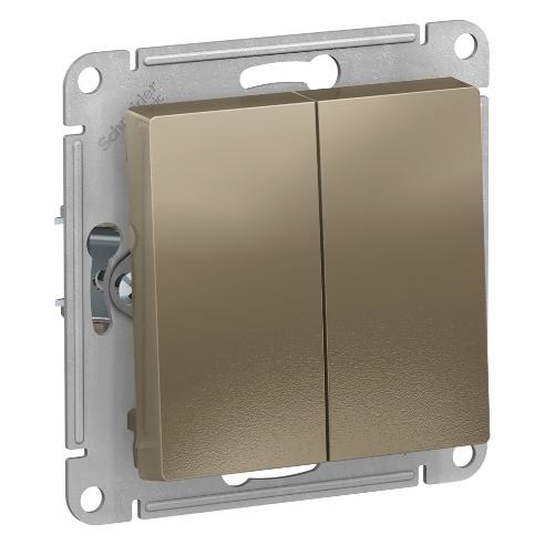 Двухклавишная кнопка 10А AtlasDesign шампань  Systeme Electric ATN000517 ATN000517 - магазин электротехники Electroshop