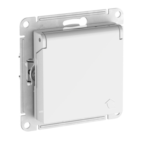 Розетка с заземлением со шторками с крышкой 16А IP20 AtlasDesign быстрозажимные белый Systeme Electric ATN000146S ATN000146S - магазин электротехники Electroshop