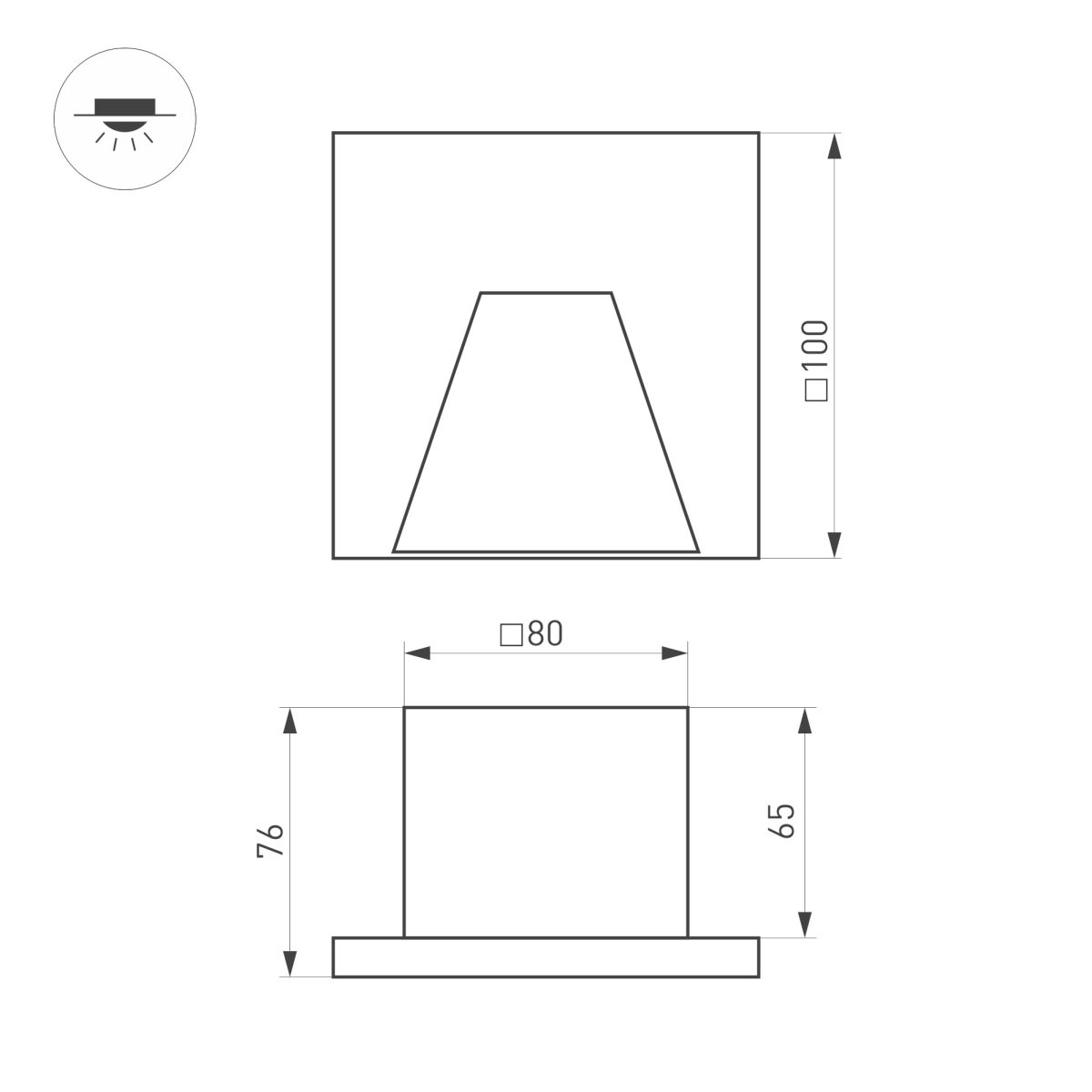 Светильник для ступеней Arlight LT-TIE-S100-3W Warm3000 (RD, 75x30 deg, 230V) (IP65 Бетон) 051052 051052 - магазин электротехники Electroshop