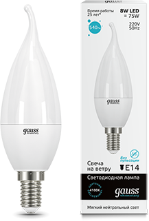Лампа Gauss LED Elementary Candle Tailed 8W E14 4100K 34128 34128 - магазин электротехники Electroshop