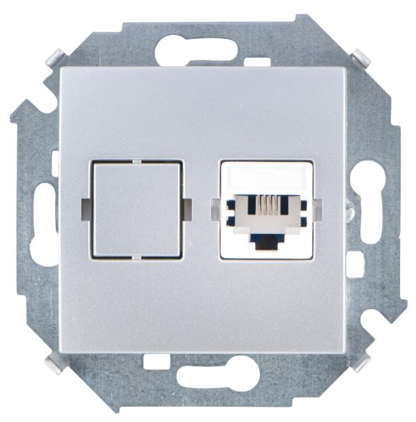 Розетка телефонная RJ11 Simon 15 алюминий 1591480-033 1591480-033 - магазин электротехники Electroshop