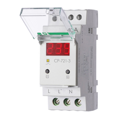Реле контроля напряжения F&F CP-721-3 однофазное 40А индикация напряжения в сети DIN EA04.009.021 EA04.009.021 - магазин электротехники Electroshop