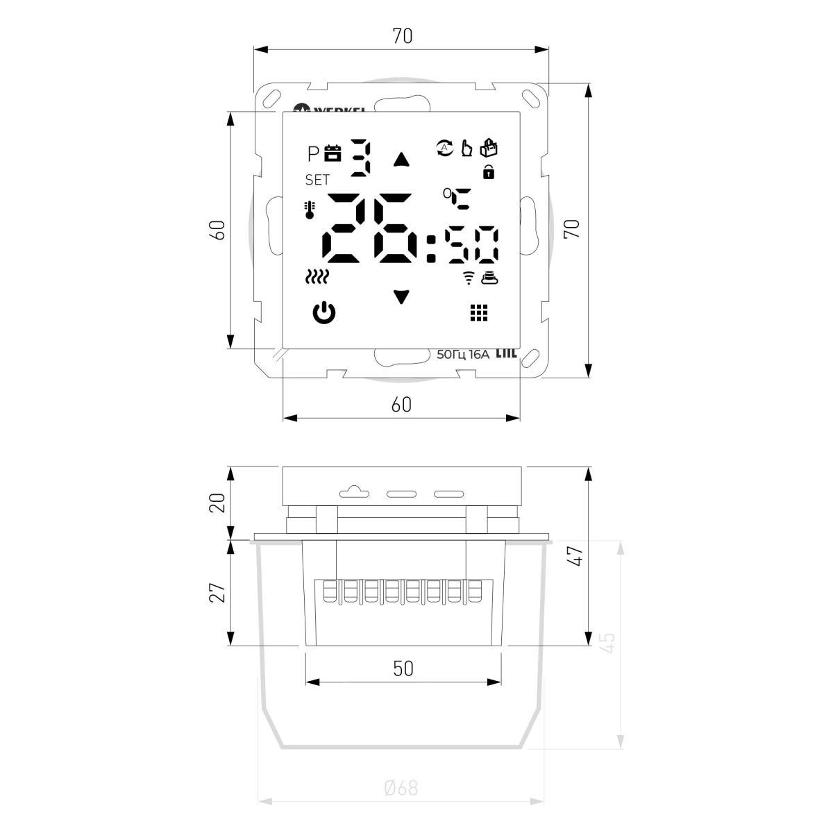 Умный сенсорный терморегулятор для теплого пола Werkel 4690389201165 W1151217 a065138 4690389201165 - магазин электротехники Electroshop