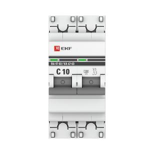 Автоматический выключатель 2P 10А (C) 4,5kA ВА 47-63 EKF PROxima (автомат) mcb4763-2-10C-pro mcb4763-2-10C-pro - магазин электротехники Electroshop