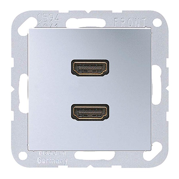 Розетка HDMI 2 местная Jung A Алюминий механихм+накладка MAA1133AL MAA1133AL - магазин электротехники Electroshop