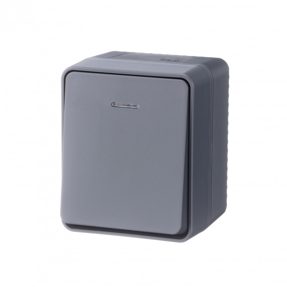 Одноклавишный выключатель с подсветкой открытой установки 10А IP54 Systeme Electric AtlasDesign Profi54 антрацит ATN544013 ATN544013 - магазин электротехники Electroshop