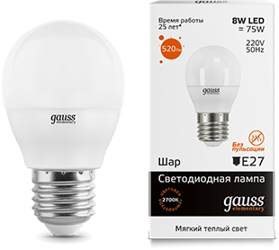 Лампа Gauss LED Elementary Globe 8W E27 3000K 53218 53218 - магазин электротехники Electroshop