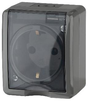 Розетка 2P+E IP54 со шторками 16A-250В открытой установки Эра Эксперт серый 11-2402-03 Б0020715 Б0020715 - магазин электротехники Electroshop