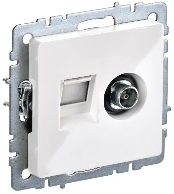 Розетка двойная RJ11+RJ45 кат.5E IEK BRITE РК/Т12-БрБ белый BR-KT20-O-1-K01 BR-KT20-O-1-K01 - магазин электротехники Electroshop