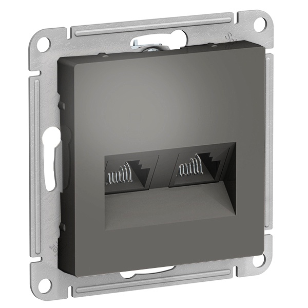 Розетка двойная компьютерная RJ45+RJ45 кат 5E AtlasDesign сталь Systeme Electric ATN000985 ATN000985 - магазин электротехники Electroshop