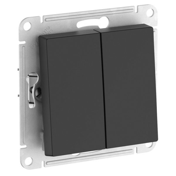 Двухклавишный выключатель 10А AtlasDesign быстрозажимные клеммы карбон Systeme Electric ATN001051S ATN001051S - магазин электротехники Electroshop