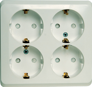 Розетка четверная c/з со шторками Systeme Electric Этюд белая PA16-208B PA16-208B - магазин электротехники Electroshop
