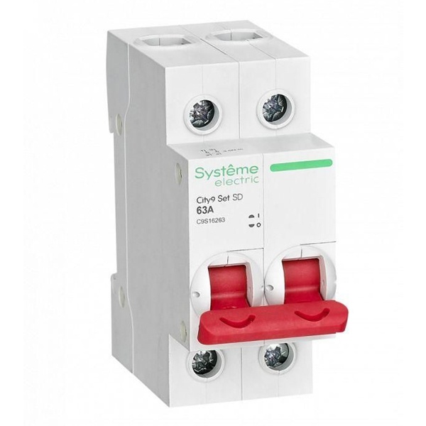 Рубильник модульный 2P 63А 400В однофазный City9 Set Systeme Electric (выключатель нагрузки) C9S16263 C9S16263 - магазин электротехники Electroshop