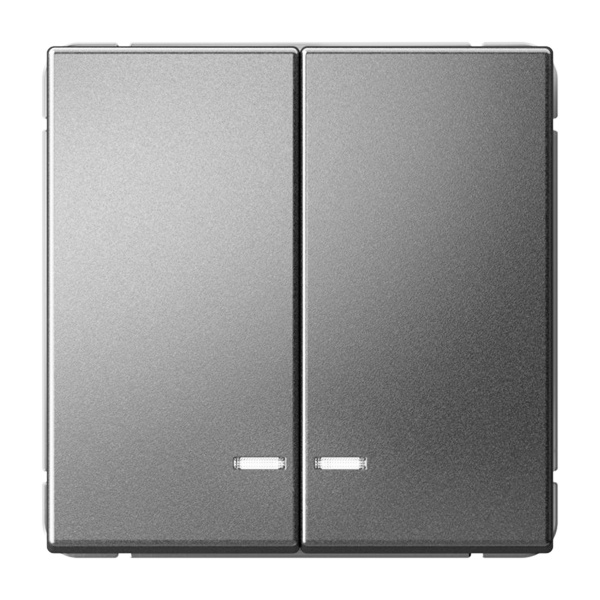 Двухклавишный выключатель с подсветкой ArtGallery 10А сталь Systeme Electric GAL000953 GAL000953 - магазин электротехники Electroshop