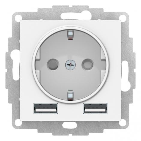 Зарядка розетка с/з 16А + USB A+A 5В/2,4А, 2х5В/1,2А AtlasDesign лотос Systeme Electric ATN001330 ATN001330 - магазин электротехники Electroshop