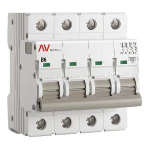 Выключатель автоматический EKF AVERES AV-6 6A (B) 4P трехфазный 6kA mcb6-4-06B-av mcb6-4-06B-av - магазин электротехники Electroshop