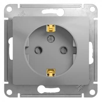 Розетка с заземлением со шторками 16А механизм Systeme Electric Glossa алюминий GSL000345 GSL000345 - магазин электротехники Electroshop