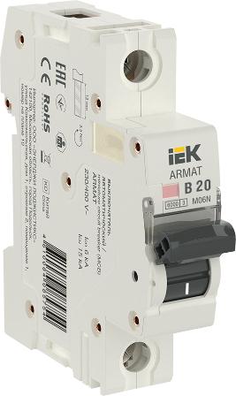 Автоматический выключатель ARMAT M06N 1Р 20А 6кА характеристика B ИЭК (автомат) AR-M06N-1-B020 AR-M06N-1-B020 - магазин электротехники Electroshop