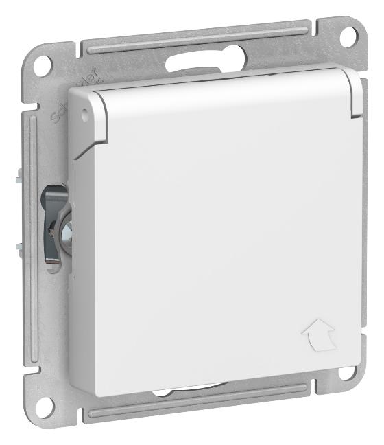 Розетка с заземлением со шторками с крышкой 16А IP20 AtlasDesign белый Systeme Electric ATN000146 ATN000146 - магазин электротехники Electroshop