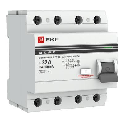 УЗО ВД-100 4P 32А/100мА (электромеханическое) АС PROxima EKF (ВДТ) elcb-4-32-100-em-pro elcb-4-32-100-em-pro - магазин электротехники Electroshop