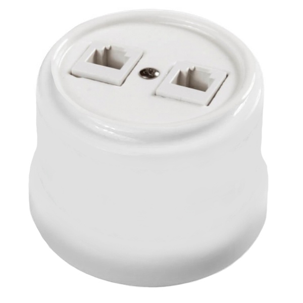 Розетка компьютерная 2-ая (RJ45) Bironi Лизетта керамика белый B1-302-01 B1-302-01 - магазин электротехники Electroshop