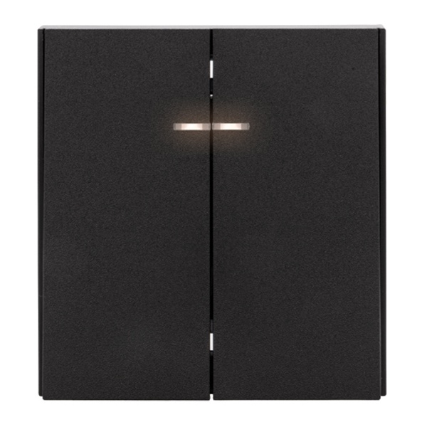 Выключатель двухклавишный с подсветкой Kranz Miele Strong 10А с рамкой антрацит KR-78-0714-5 KR-78-0714-5 - магазин электротехники Electroshop