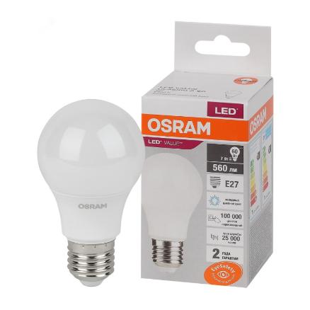 Лампа светодиодная OSRAM 7W 6500K LED Value LVCLA60 7SW/865 (60W) 230V E27 560Lm 4058075578791 4058075578791 - магазин электротехники Electroshop