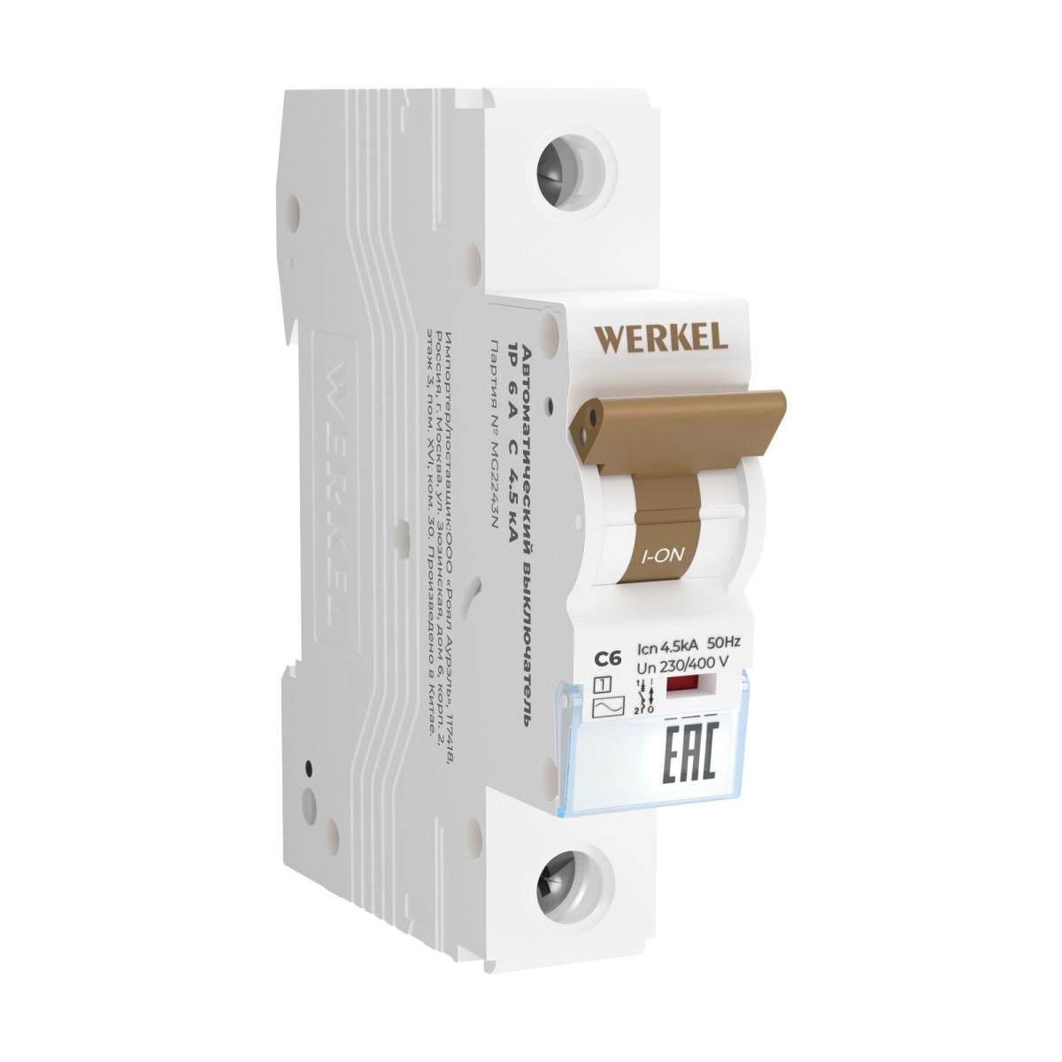Автоматический выключатель 1P 6 A C 4,5 kА Werkel W901P064 4690389192388 a062486 4690389192388 - магазин электротехники Electroshop