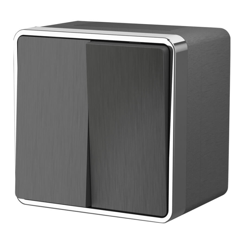 Выключатель двухклавишный влагозащищенный Werkel Gallant графит рифленый W5020204 4690389164255 4690389164255 - магазин электротехники Electroshop