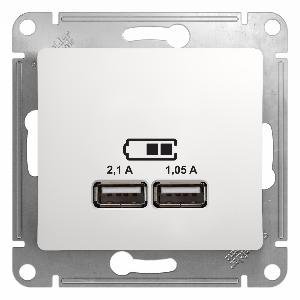 Зарядка USB розетка 5В/2100мА, 2х5В/1050мА механизм Schneider Electric Glossa белый GSL000133  GSL000133 - магазин электротехники Electroshop