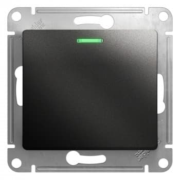 Одноклавишный переключатель с подсветкой 10А механизам Schneider Electric Glossa антрацит GSL000763 GSL000763 - магазин электротехники Electroshop