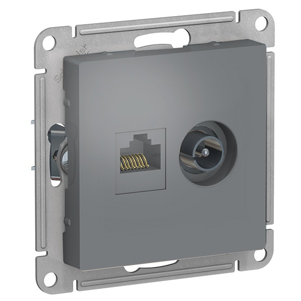Розетка двойная ТV + компьютерная RJ45 кат 5Е AtlasDesign грифель Systeme Electric ATN000789 ATN000789 - магазин электротехники Electroshop