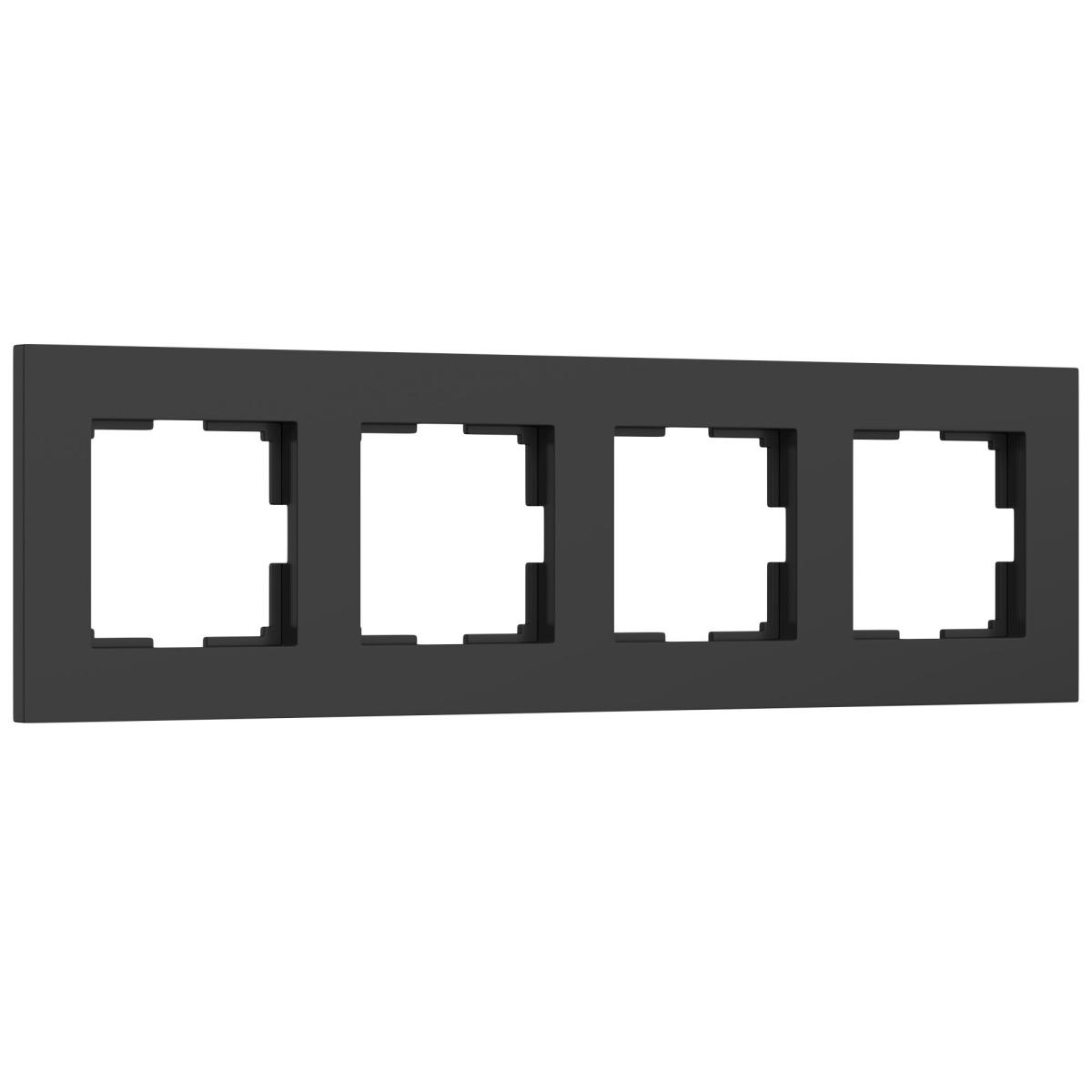 Рамка на 4 поста Werkel Slab черный матовый W0042908 4690389193477 a062802 4690389193477 - магазин электротехники Electroshop