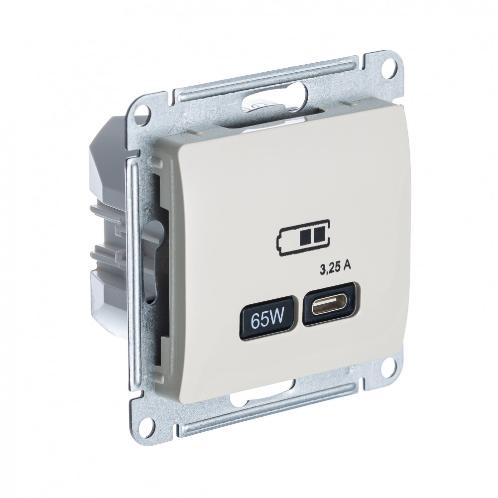 Зарядка USB тип С 65W высокоскоростная зарядка QC, PD Systeme Electric Glossa бежевый GSL000227 GSL000227 - магазин электротехники Electroshop