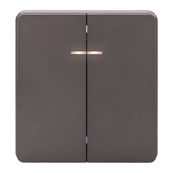 Выключатель двухклавишный с подсветкой Kranz Miele Round 10А с рамкой титан KR-78-0714-2 KR-78-0714-2 - магазин электротехники Electroshop