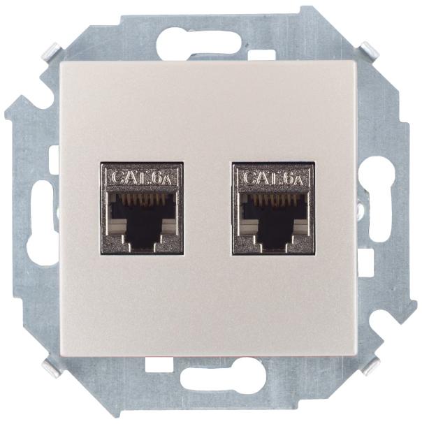 Розетка компьютерная двойная RJ45 кат.6a Systimax Simon 15 шампань 1591564-034 1591564-034 - магазин электротехники Electroshop