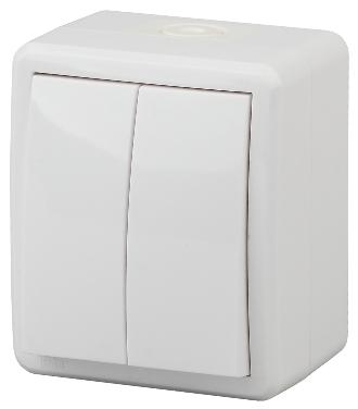 Выключатель двойной IP54 10АХ-250В открытой установки Эра Эксперт белый 11-1404-01 Б0020675 Б0020675 - магазин электротехники Electroshop