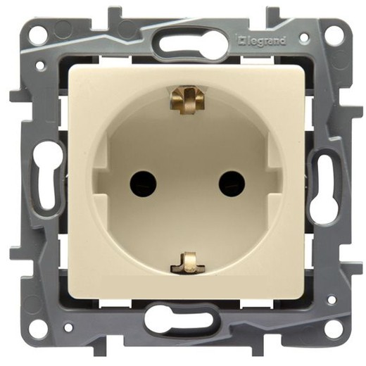 Розетка Legrand Etika с заземлением, винтовой зажим, слоновая кость (бежевый) 672321 672321 - магазин электротехники Electroshop
