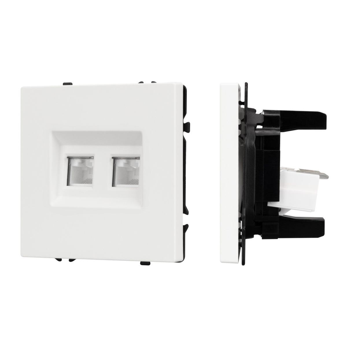 Розетка компьютерная двойная софт-тач белый кварц Arlight SCT-MPC2-SFPL-WH (2хRJ-45, CAT6) 054312(1) 054312(1) - магазин электротехники Electroshop