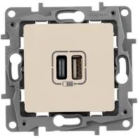 Зарядное устройство с двумя USB-разьемами тип A-С 240В/5В 3000мА Legrand Etika слоновая кость (бежевый) 672336 672336 - магазин электротехники Electroshop