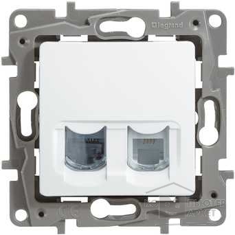 Розетка телефон+компьютер Legrand Etika RJ11+RJ45 Cat5 UTP, белый 672252 672252 - магазин электротехники Electroshop