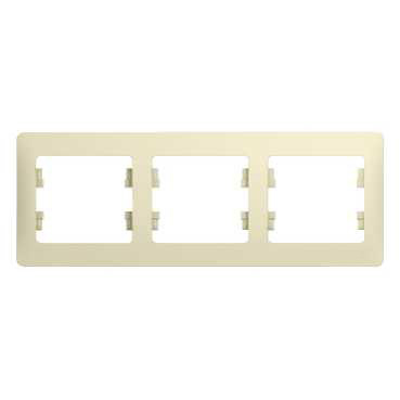 Рамка Schneider Electric Glossa 3-постовая горизонтальная бежевый GSL000203 GSL000203 - магазин электротехники Electroshop