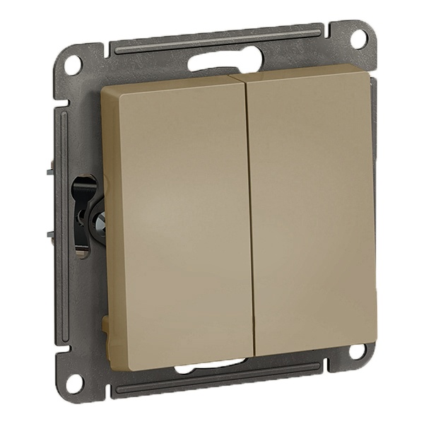Двухклавишный выключатель 10А AtlasDesign шампань Systeme Electric ATN000551 ATN000551 - магазин электротехники Electroshop