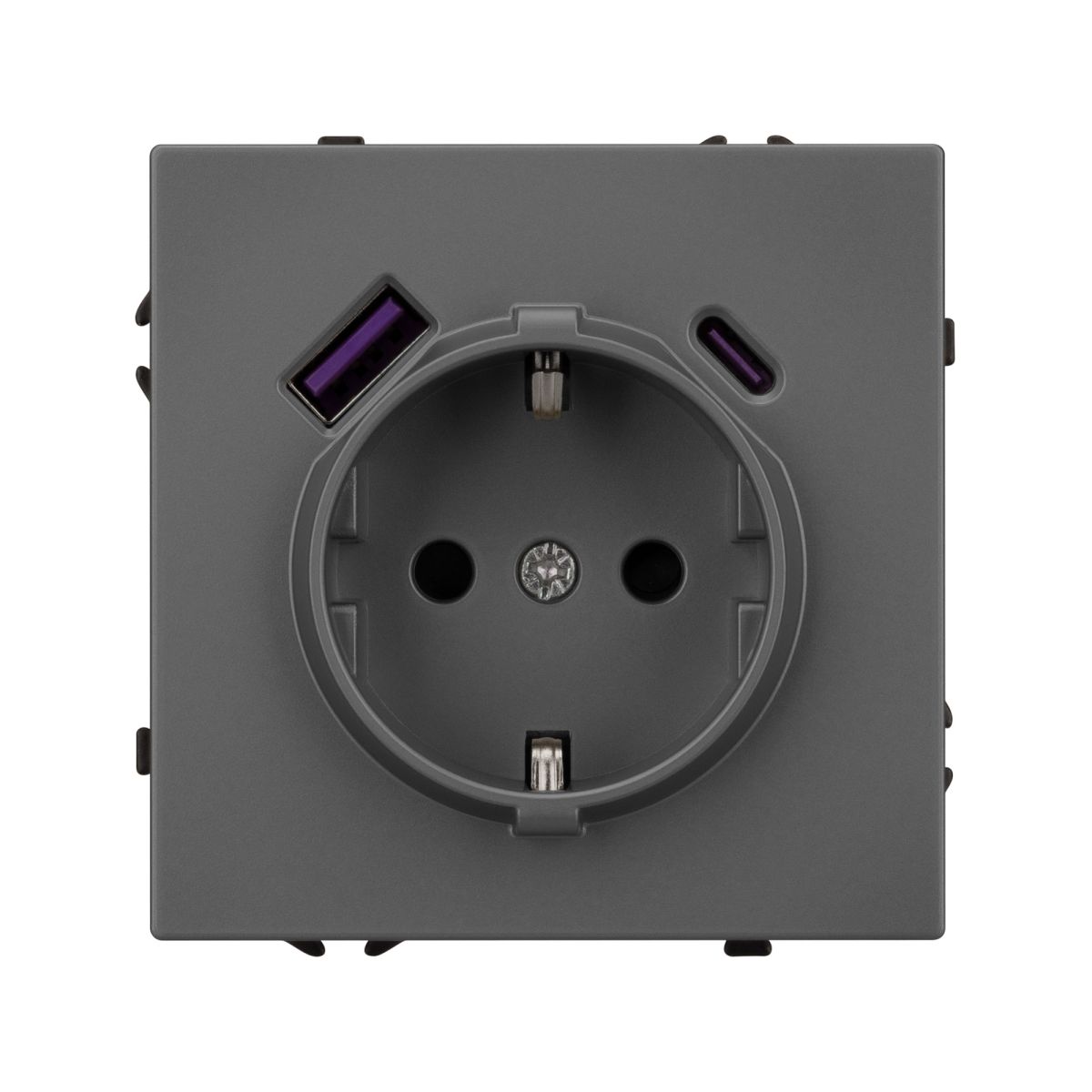 Розетка зк со шторками с USB тип А+С софт-тач серый базальт Arlight SCT-MUAC-SFPL-GR (250V, 16A) 054287(1) 054287(1) - магазин электротехники Electroshop