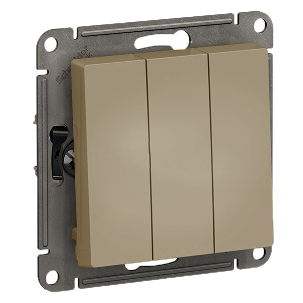 Трехклавишный выключатель 10А AtlasDesign шампань Systeme Electric ATN000531 ATN000531 - магазин электротехники Electroshop