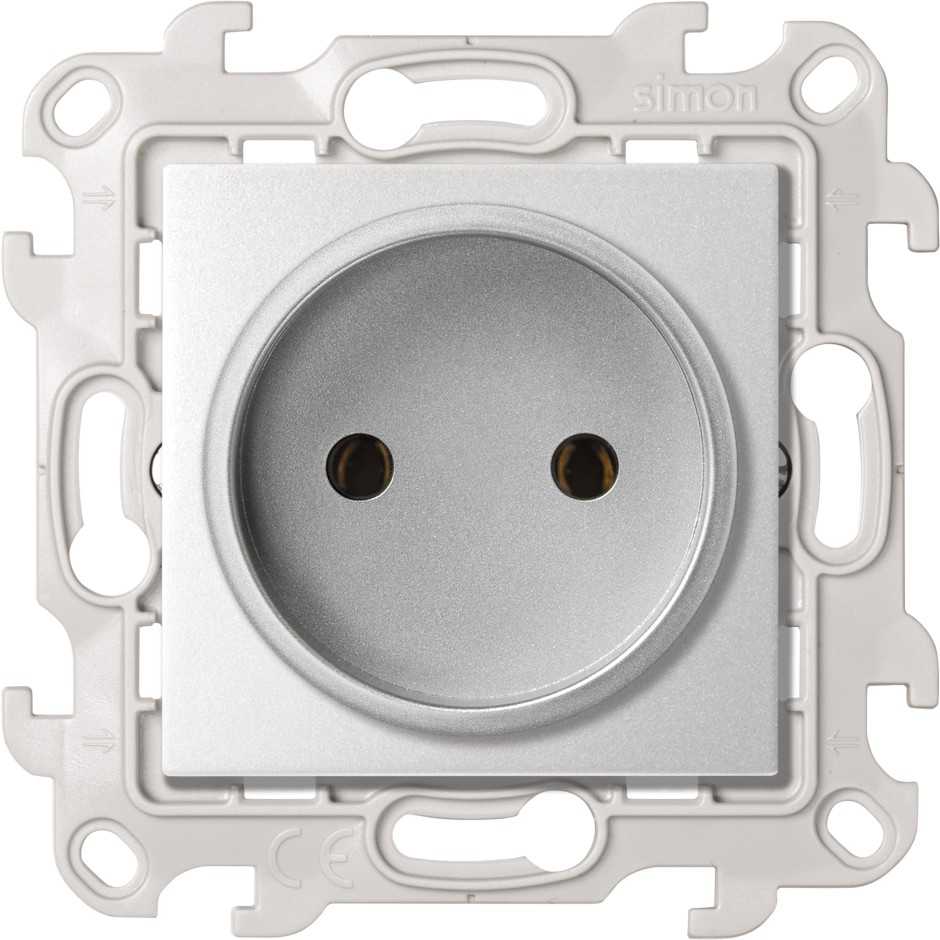 Розетка 2К без защитных шторок Simon 24 Harmonie алюминий 2450442-033 2450442-033 - магазин электротехники Electroshop